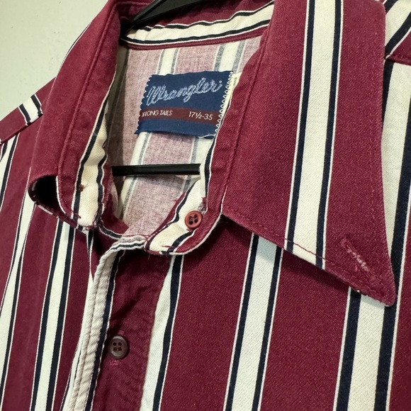 Vintage Wrangler Shirt Men Red Western
Striped Rodeo Cowboy 17.5 X 35 - Picture 4 of 11